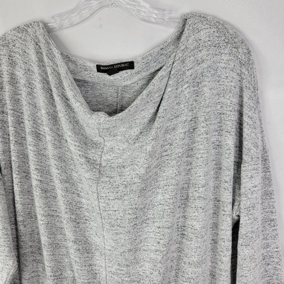 Banana Republic Factory Dress XL Light Gray Knit Drape Neckline Elastic Waist - Picture 2 of 11